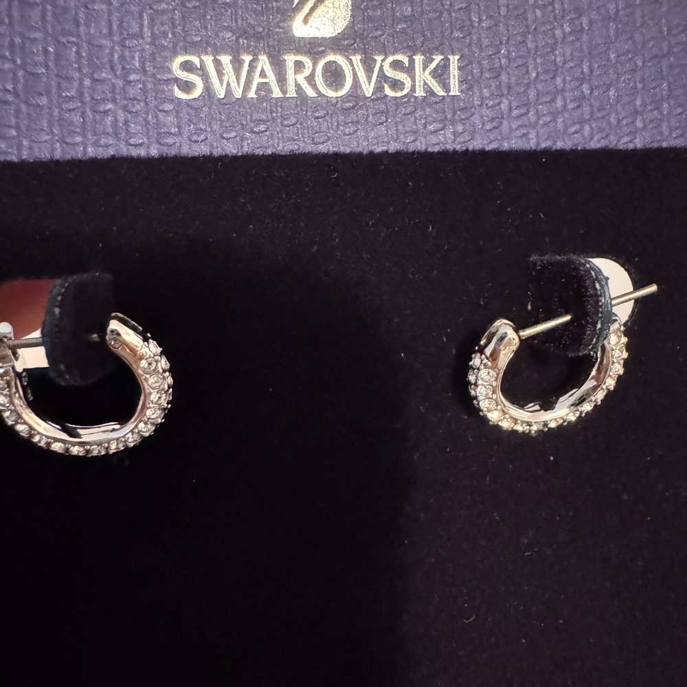 Swarovski Silver Hoop Earrings with Sparkling Stones